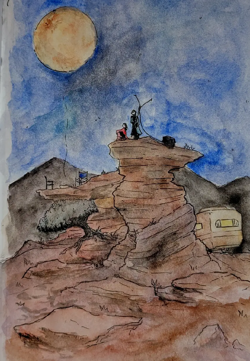 Moongaze (May 7, 2024)<br>Watercolor on paper