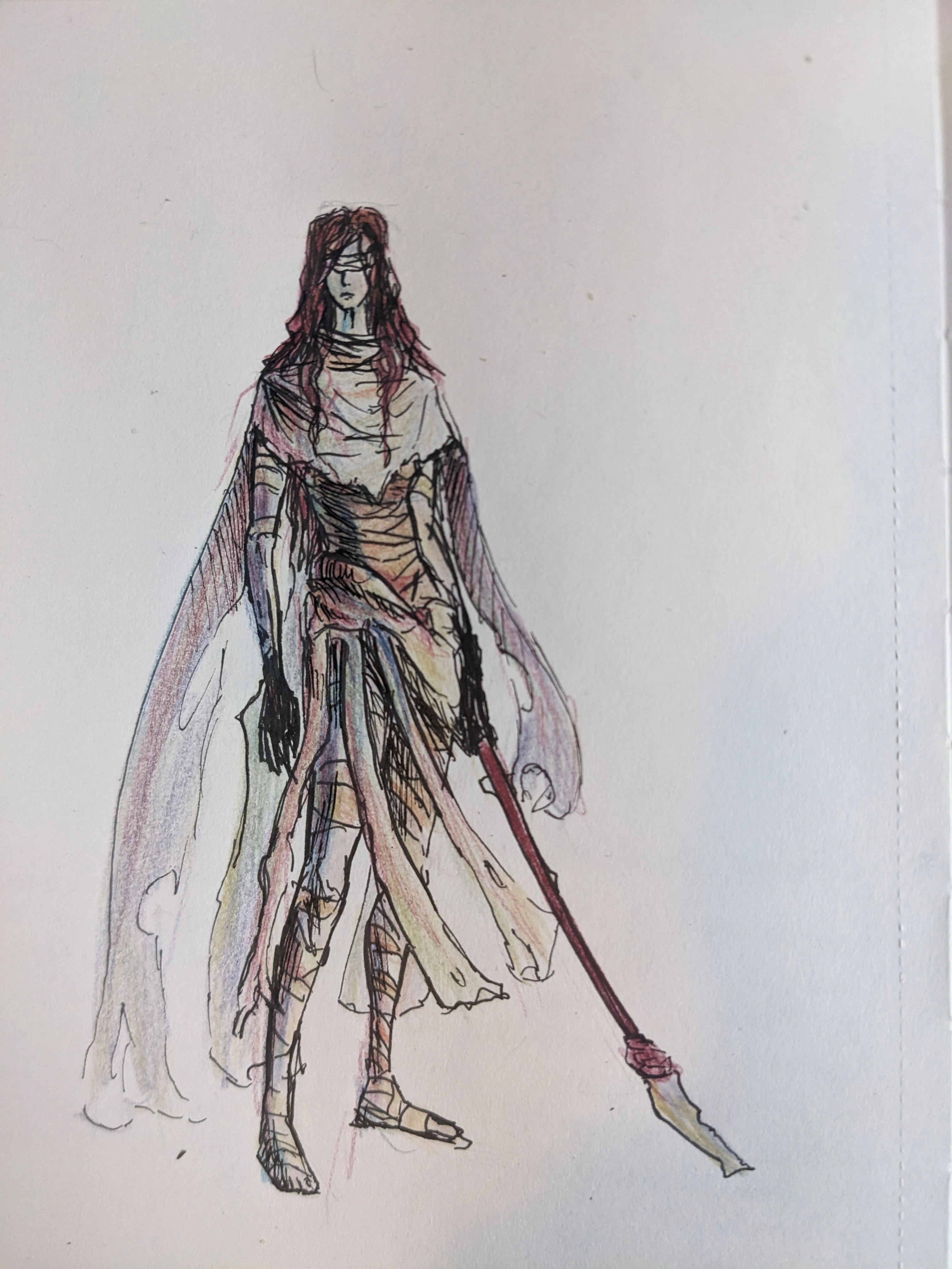 Adeline, the Ender (Nov 10, 2024)<br>Pen + colored pencil on paper